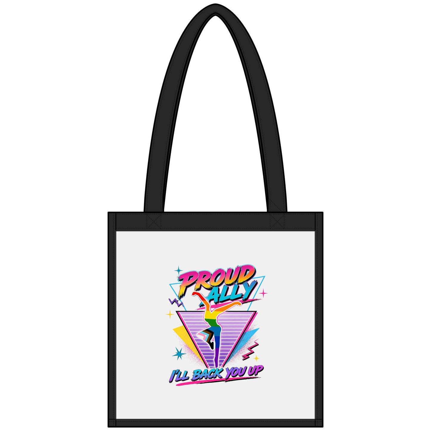 Proud Ally I’ll Back You Up Clear Stadium Tote – Retro 80s Pride Bag Benefits Indy Pride