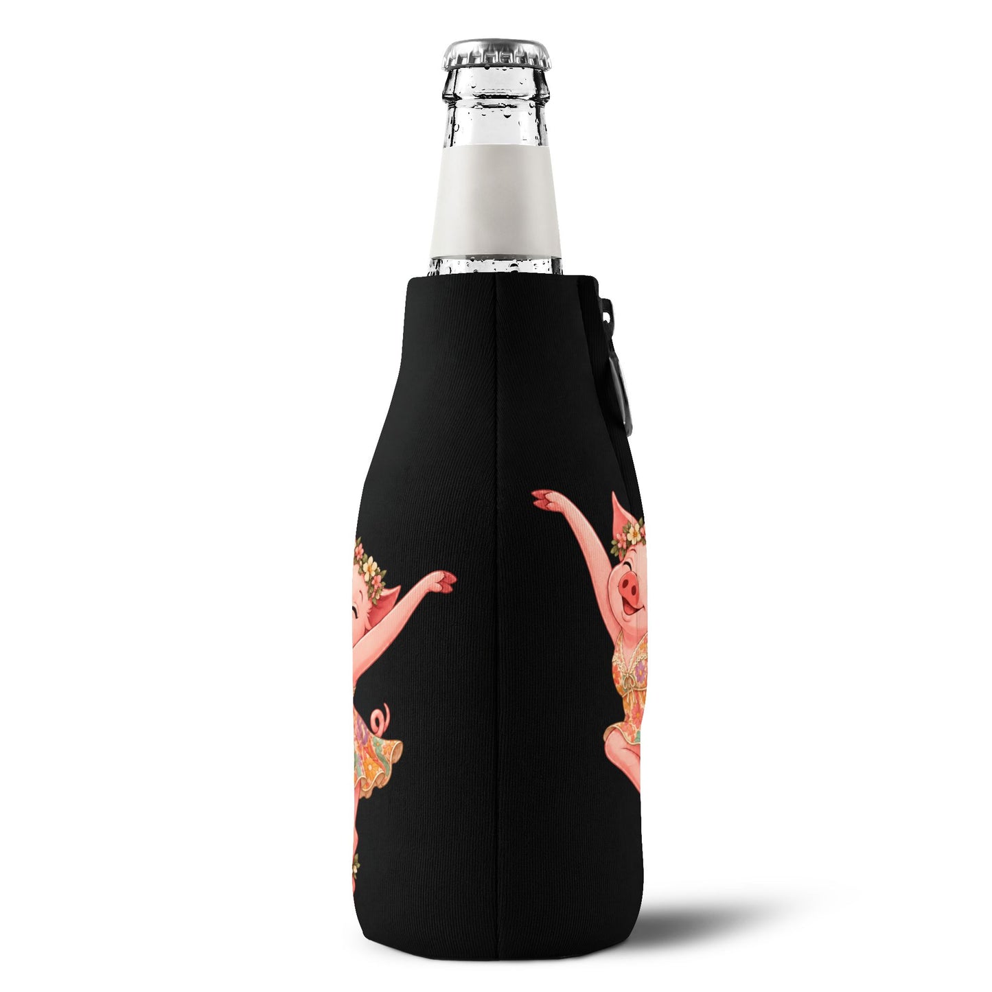 Pig Firedancer Zip-Up Bottle Cooler – Cute Firedancer Series Drink Sleeve