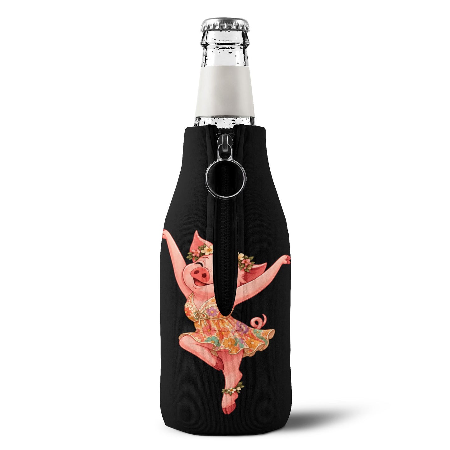 Pig Firedancer Zip-Up Bottle Cooler – Cute Firedancer Series Drink Sleeve