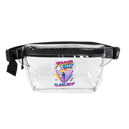 Proud Ally I’ll Back You Up Clear Fanny Pack – Retro 80s Pride Bag Benefits Indy Pride