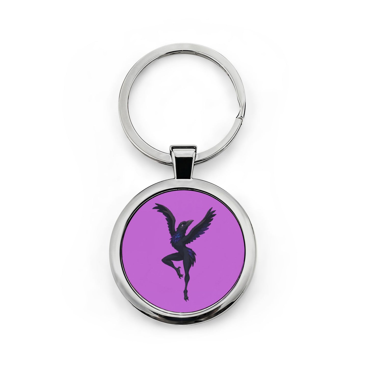 Raven Firedancer Round Stainless Steel Keychain – DMB Inspired Bird Fan Keyring