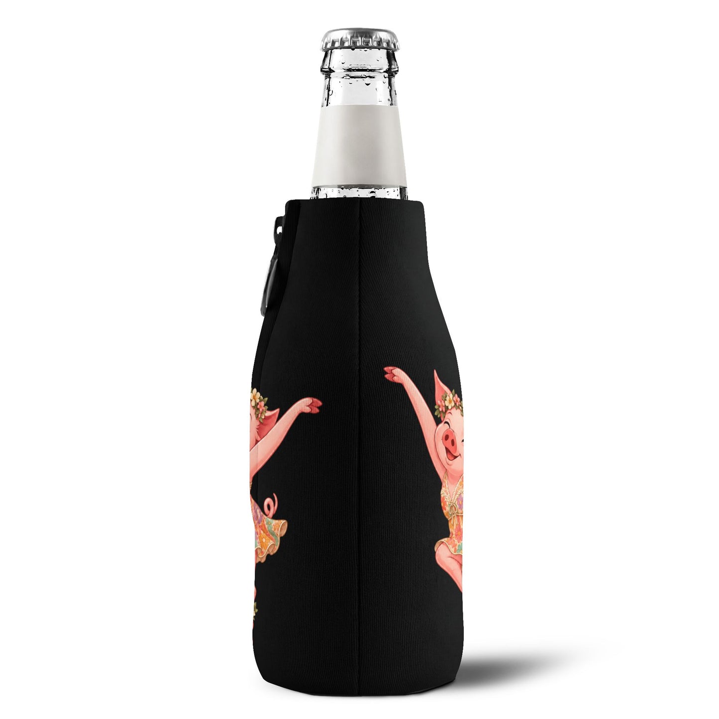 Pig Firedancer Zip-Up Bottle Cooler – Cute Firedancer Series Drink Sleeve