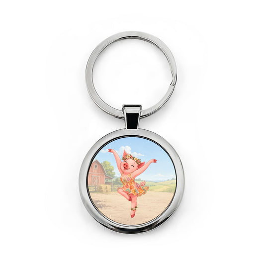 Pig Firedancer Round Stainless Steel Keychain – Cute Creekend Crew Fan Keyring