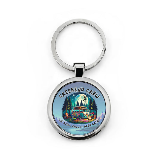 Creekend Crew Camping Van Round Stainless Steel Keychain – We Still Call It Deer Creek DMB Fan Keyring