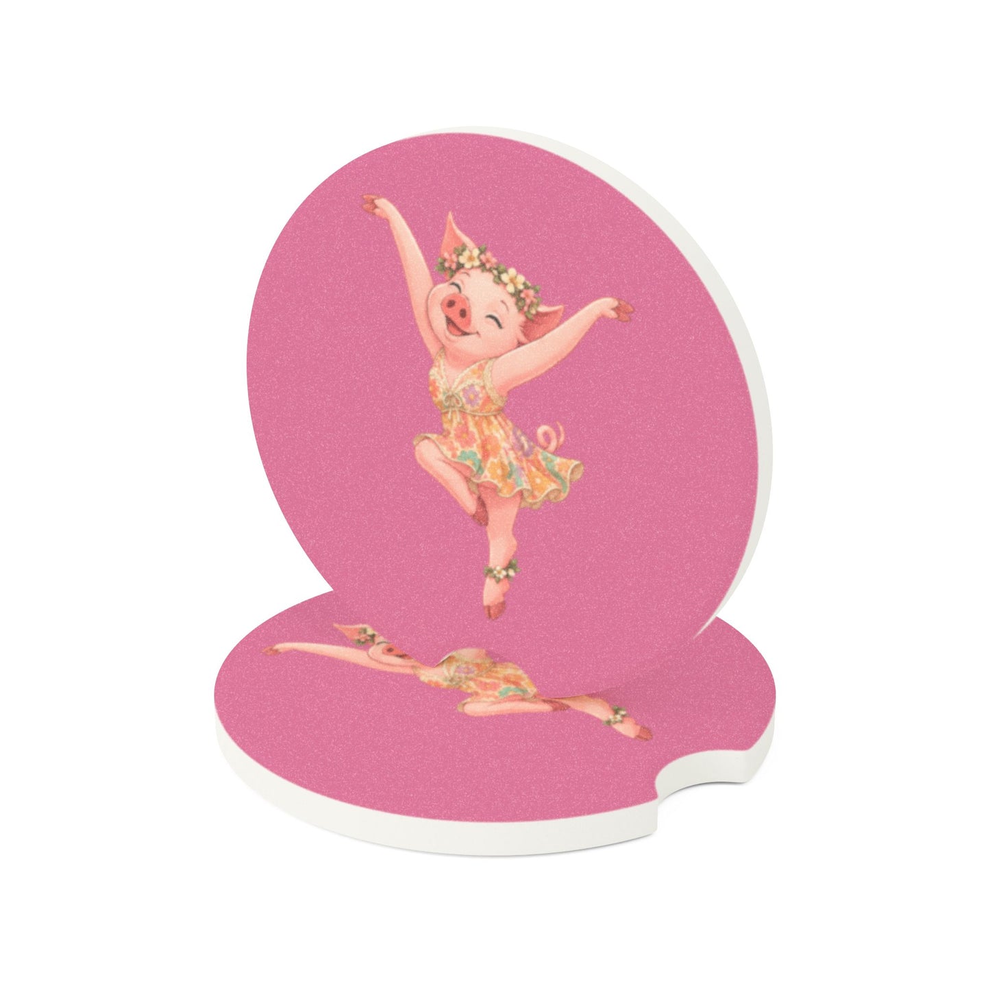 Pig Firedancer Soapstone Car Coaster – Cute Creekend Crew Car Accessory