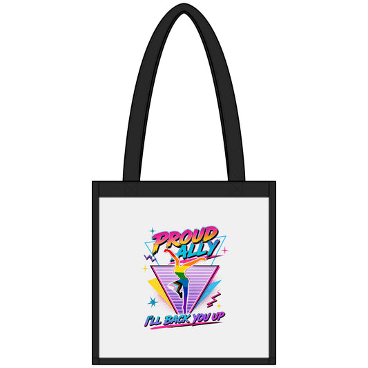 Proud Ally I’ll Back You Up Clear Stadium Tote – Retro 80s Pride Bag Benefits Indy Pride