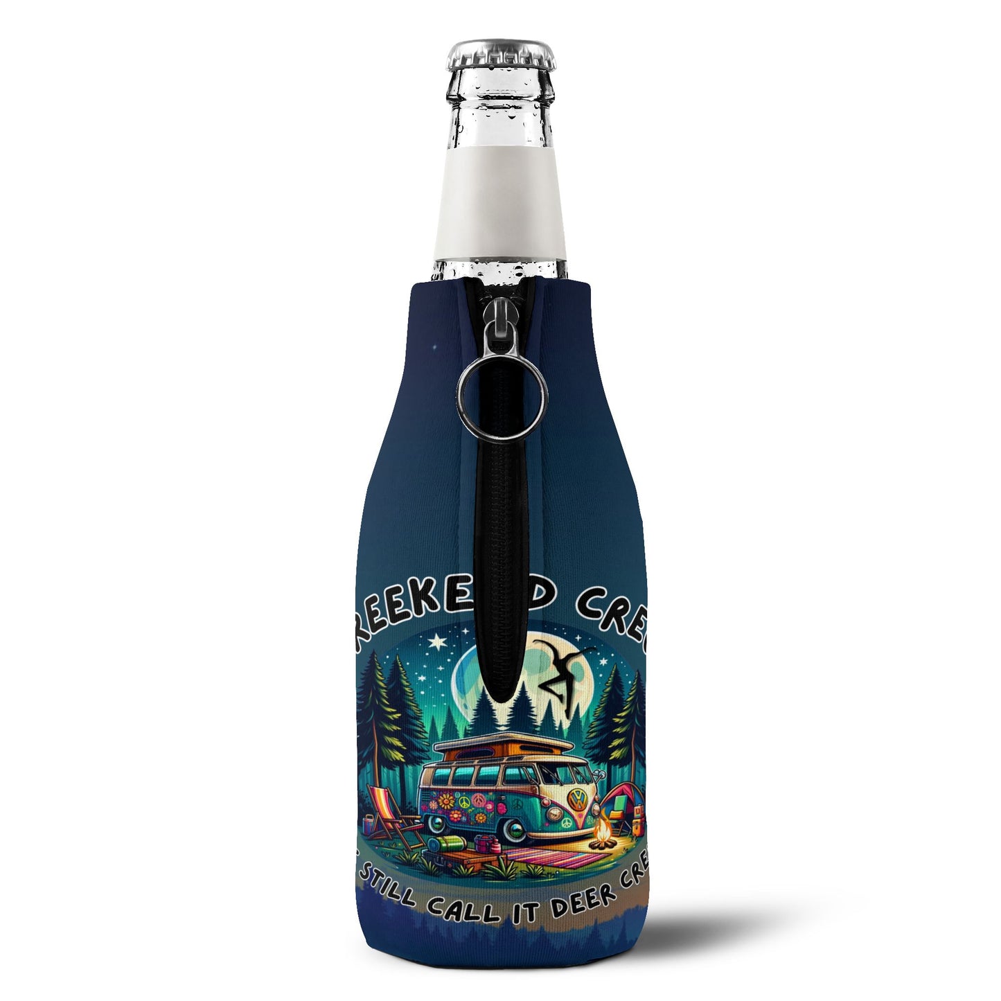 Creekend Crew Camping Van Zip-Up Bottle Cooler – We Still Call It Deer Creek DMB Fan Drink Sleeve