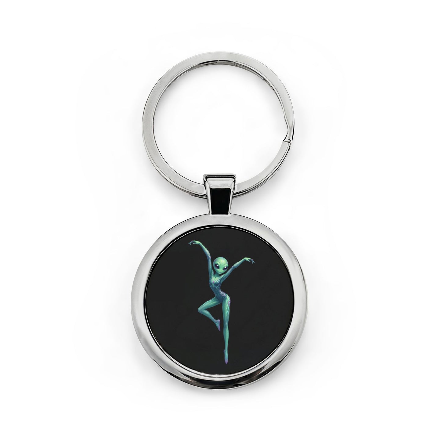 Alien Firedancer Round Stainless Steel Keychain – Cosmic DMB Fan Keyring