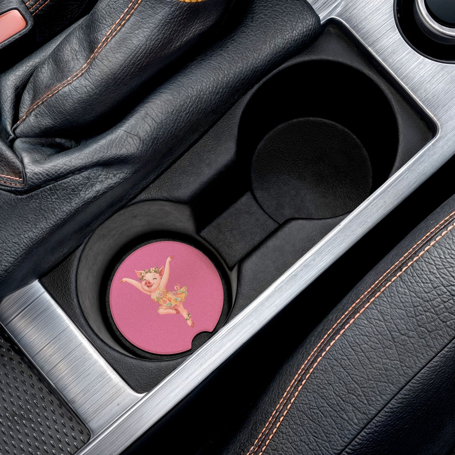 Pig Firedancer Soapstone Car Coaster – Cute Creekend Crew Car Accessory