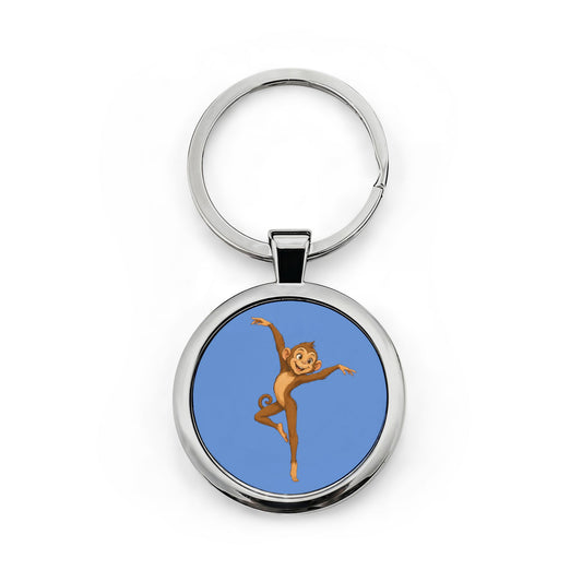 Monkey Firedancer Round Stainless Steel Keychain – DMB Inspired Primate Fan Keyring