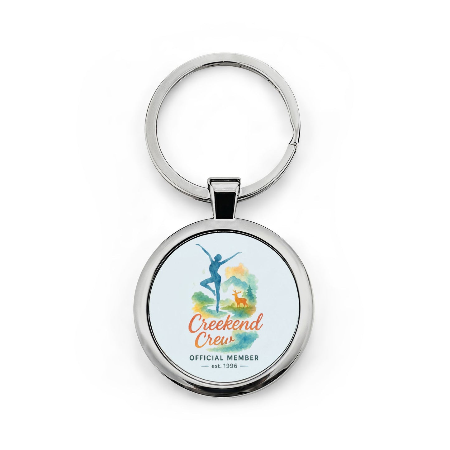 Creekend Crew Watercolor Round Stainless Steel Keychain – Deer Creek DMB Fan Keyring