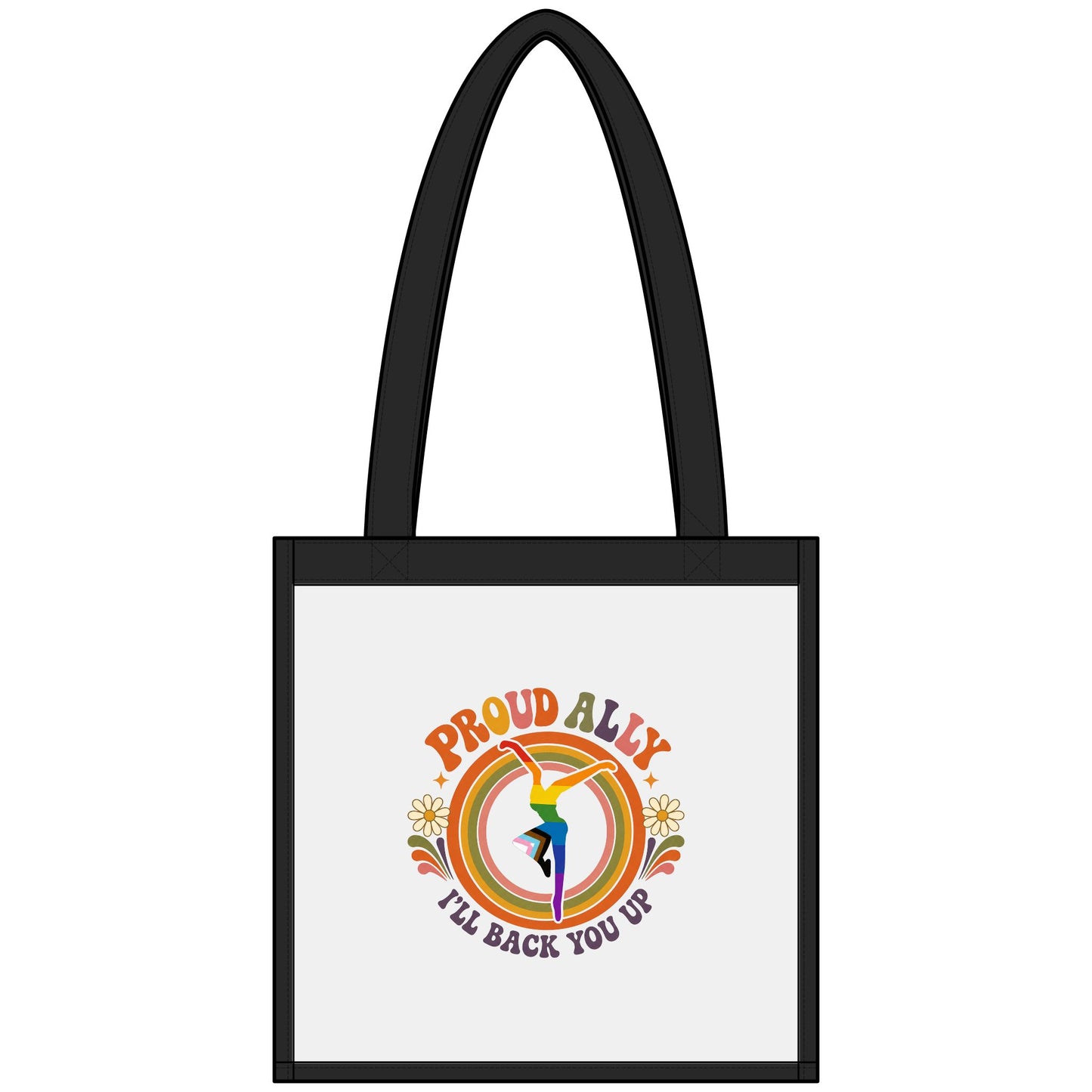 Proud Ally I’ll Back You Up 70s Clear Stadium Tote – Retro Pride Bag Benefits Indy Pride