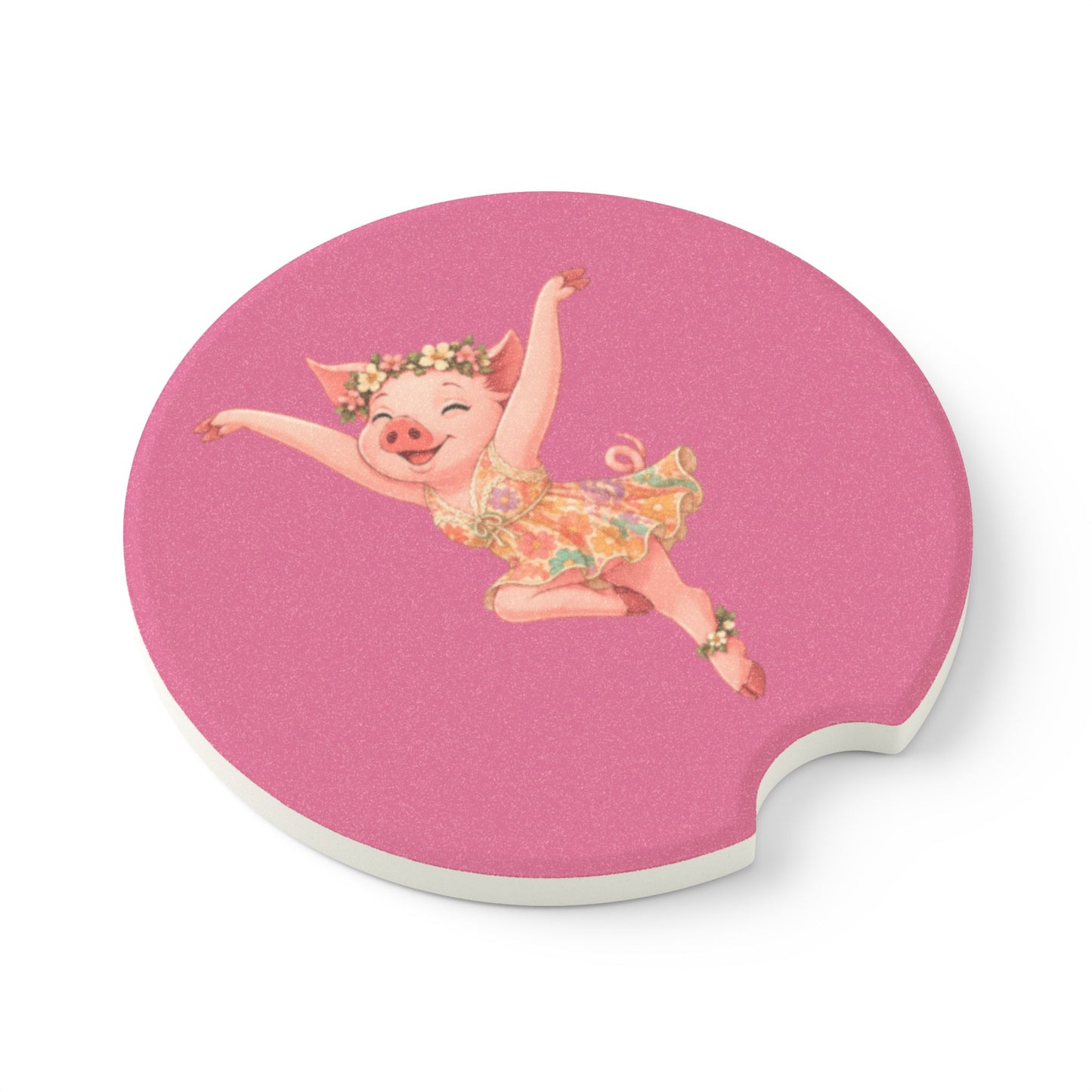 Pig Firedancer Soapstone Car Coaster – Cute Creekend Crew Car Accessory