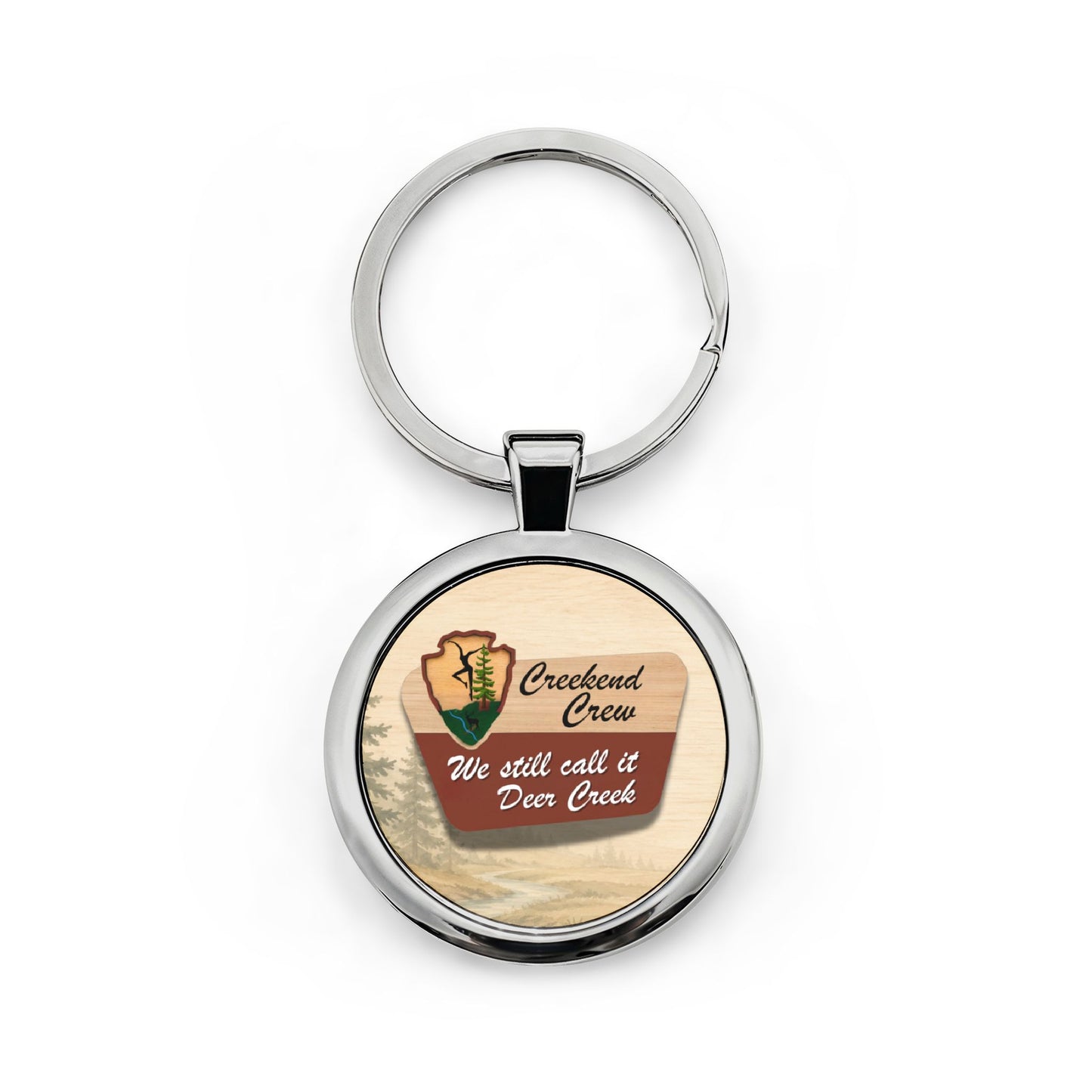 Creekend Crew National Park Sign Round Stainless Steel Keychain – We Still Call It Deer Creek DMB Fan Keyring