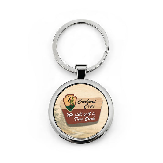 Creekend Crew National Park Sign Round Stainless Steel Keychain – We Still Call It Deer Creek DMB Fan Keyring