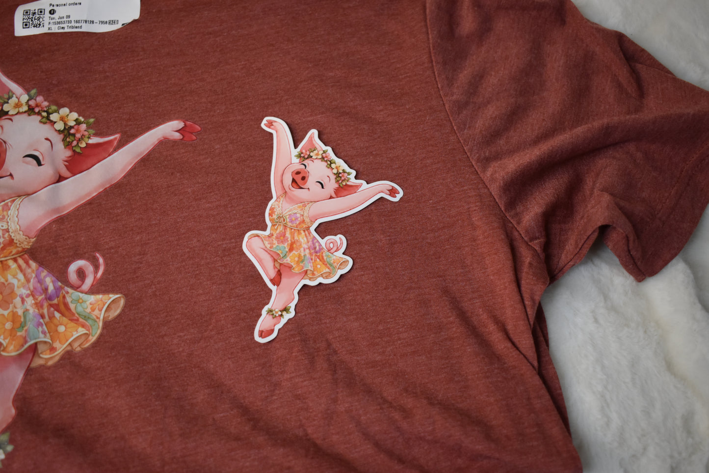 Pig Firedancer Overstock Package – Clay Tri-Blend Unisex T-Shirt, Vinyl Sticker, and Free Pig Toy