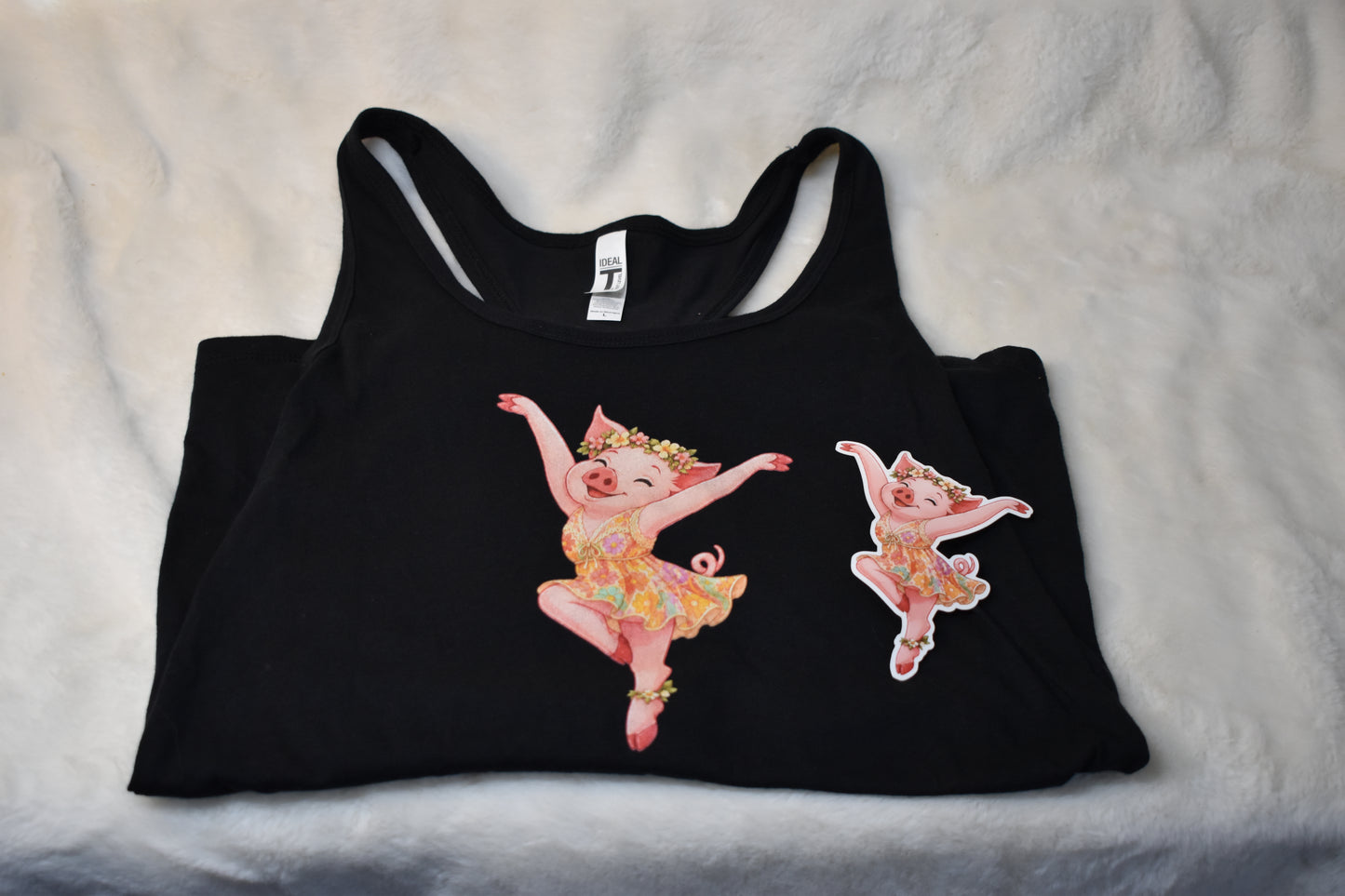 Pig Firedancer Women’s Racerback Tank Overstock Package – Bonus Vinyl Sticker and Free Pig