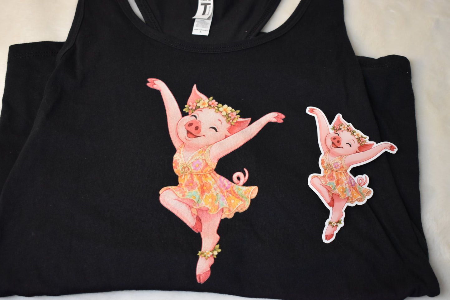 Pig Firedancer Women’s Racerback Tank Overstock Package – Bonus Vinyl Sticker and Free Pig