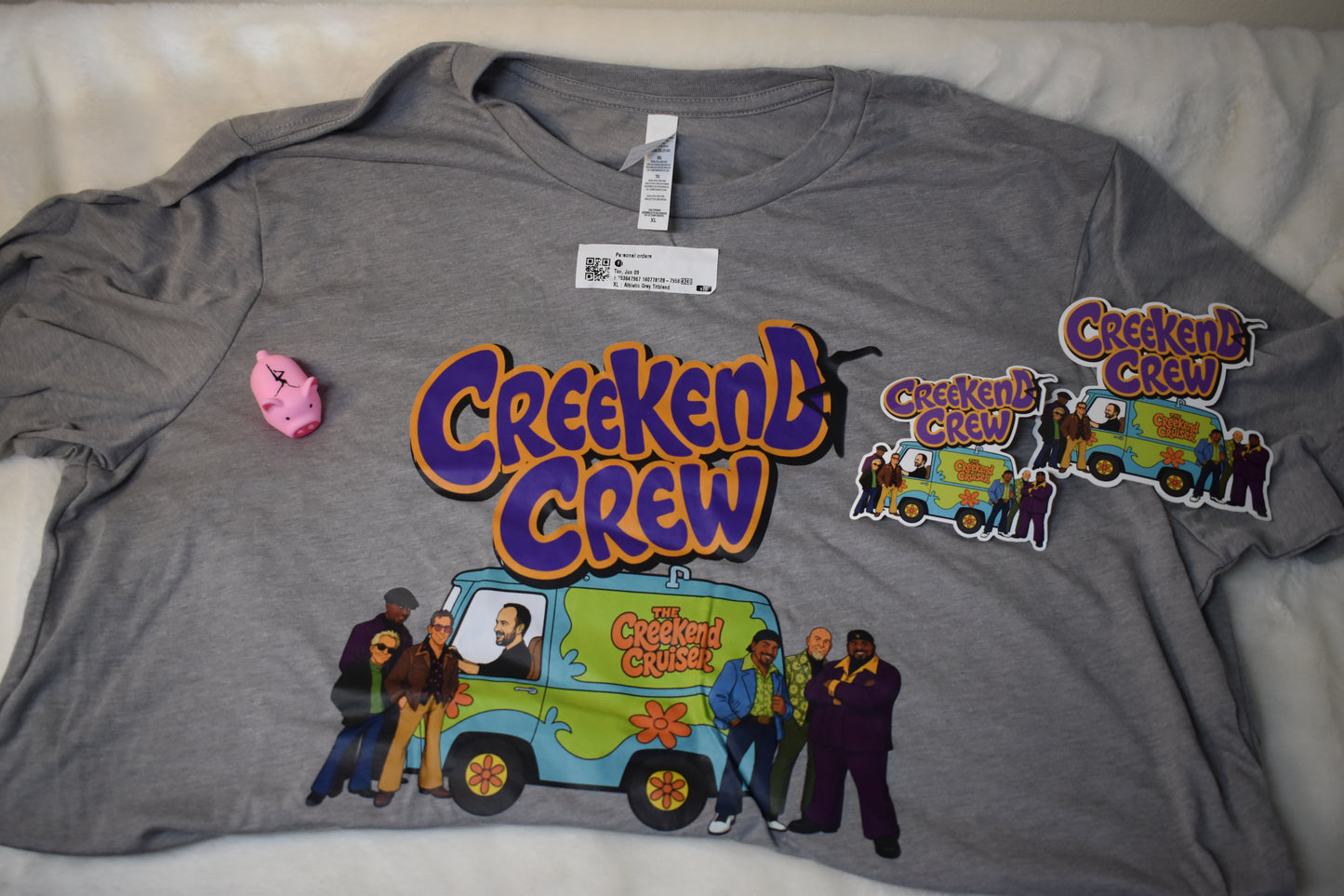 Zoinks Overstock Package – Unisex T-Shirt, Two Zoinks Stickers, and Free Pig